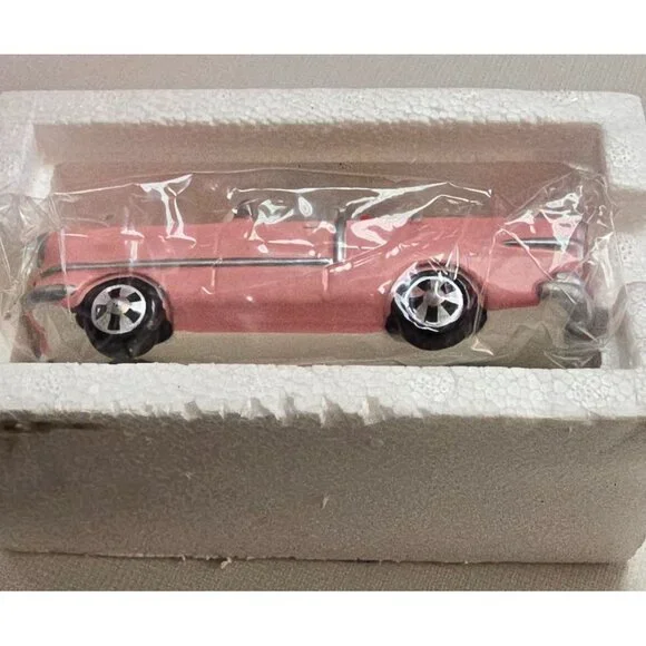 Department 56 Snow Village Christmas Cadillac Handpainted Ceramic Pink Car Decor - Picture 3 of 8